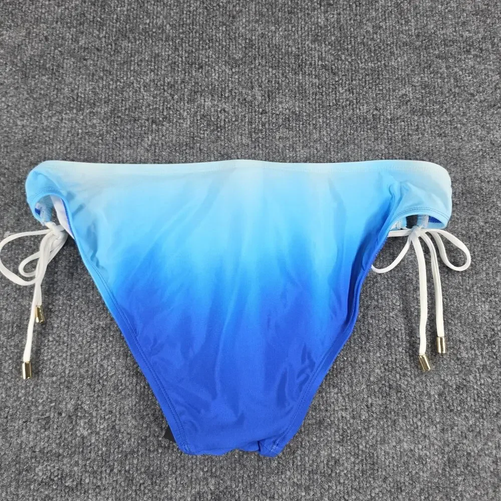 La Blanca Women's Blue Ombre Side Tie Bikini Bottom Size 10 UPF 50+ Swimwear